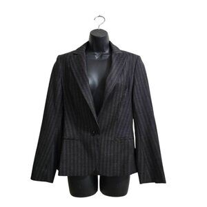 Ted Baker London Gray Stripe Wool Blend Single Breasted Blazer Sz 2